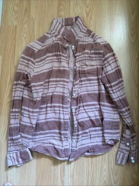 Outerknown Pink and mauve Striped Button-Down Shirt